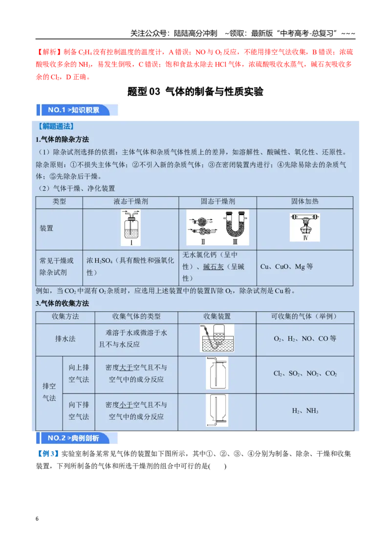 《第03讲常见物质的制备（举一反三讲义）（教师版）_05-化学-高考总复习_一轮复习_2026年-化学高考一轮复习_2026年高考化学一轮复习举一反三（新高考通用）-G53_资料_2026版》第6页预览