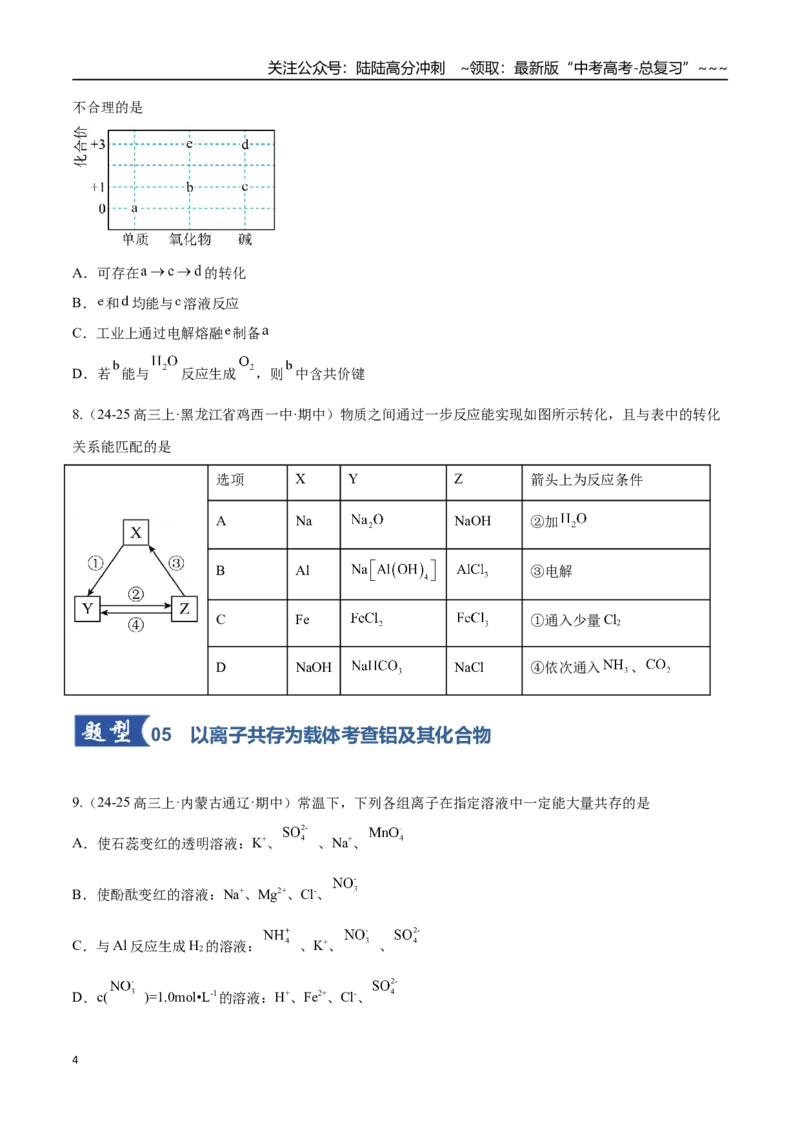 《第03讲铝及其重要化合物（专项训练）（黑吉辽蒙专用）（学生版）_05-化学-高考总复习_一轮复习_2026年-化学高考一轮复习_2026年高考化学一轮课件+讲义+练习（黑吉辽蒙专用）-G330》第4页预览