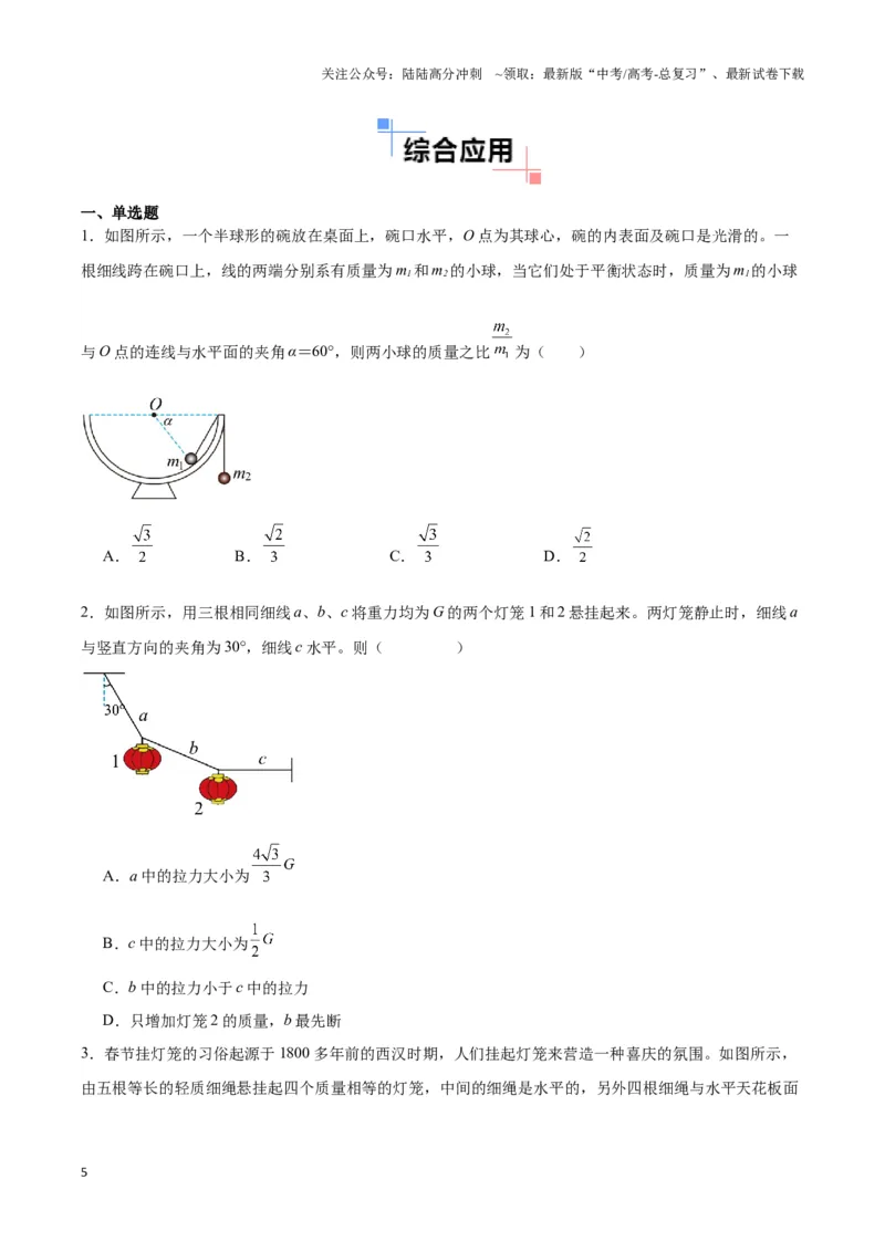 《专题05静态平衡模型（学生版）_04-物理-高考总复习_专项复习_2025年_2025年高中高考物理模型与方法_资料_3高中（全册）_必修第一册》第5页预览