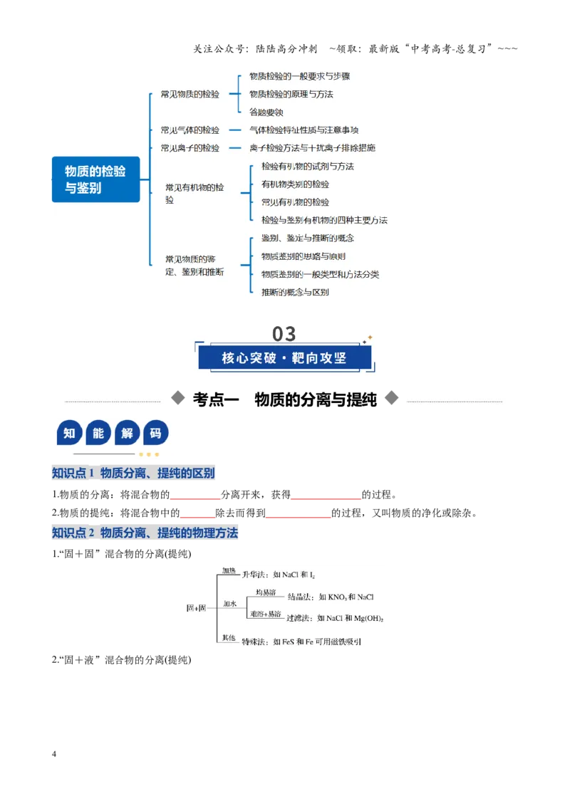 《第02讲物质的分离、提纯与检验（复习讲义）（全国通用）（学生版）_05-化学-高考总复习_一轮复习_2026年-化学高考一轮复习_2026年高考化学一轮复习讲义+练习+课件（新教材新高考）-G55》第4页预览