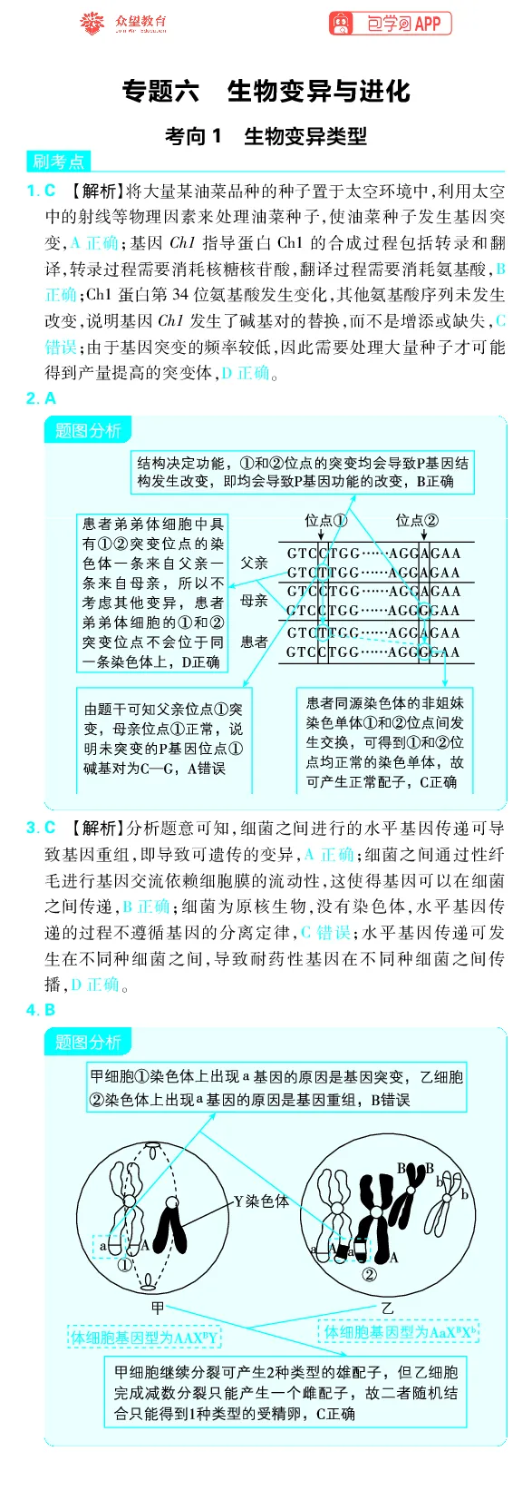 《专题6_小初高学习资料合集（每天更新）_2027版《高考上分攻略》数学+物理+生物+化学_2027版高中《必刷题》上分攻略（生物）_生物答案》第1页预览