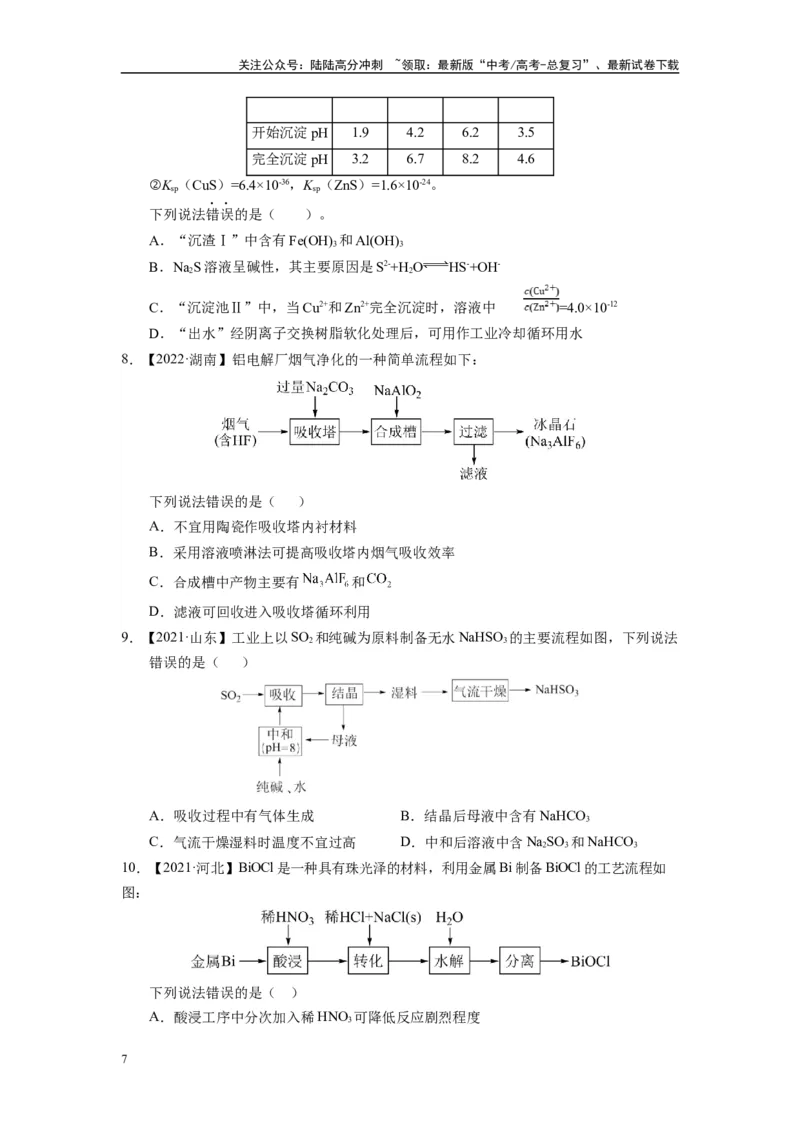 《第07讲专题七自然资源的开发与利用（附高考真题）-（新教材新高考）_05-化学-高考总复习_二轮复习_2024年_2024年高考化学二轮复习讲义高考真题新教材新高考_资料》第7页预览