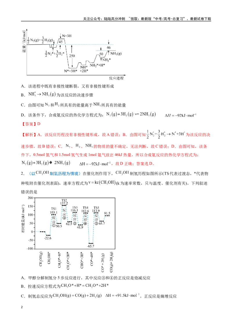 《猜押09反应历程探究与催化机理（教师版）_05-化学-高考总复习_专项复习_2025年_2025年高考化学抢分秘籍（新高考专用）_2025版》第2页预览