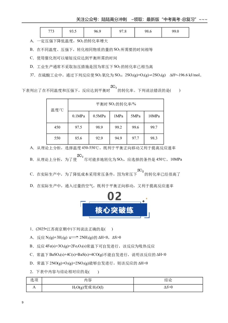 《第04讲化学反应的方向、化学反应的调控（专项训练）（全国通用）（学生版）_05-化学-高考总复习_一轮复习_2026年-化学高考一轮复习_2026版_第七章化学反应速率与化学平衡》第9页预览