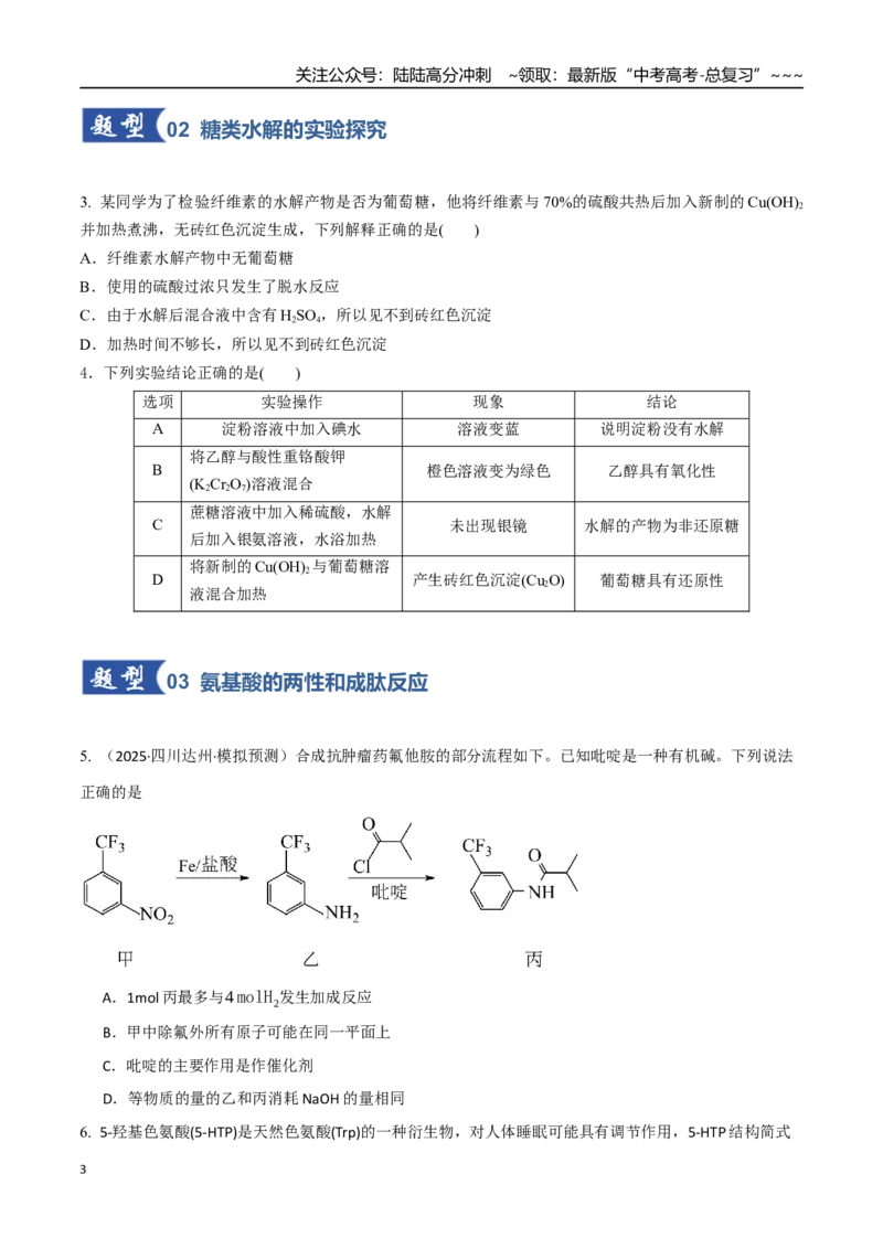 《第04讲生物大分子、合成高分子（专项训练）（学生版）_05-化学-高考总复习_一轮复习_2026年-化学高考一轮复习_2026年高考化学一轮课件+讲义+练习（四川专用）-G335》第3页预览