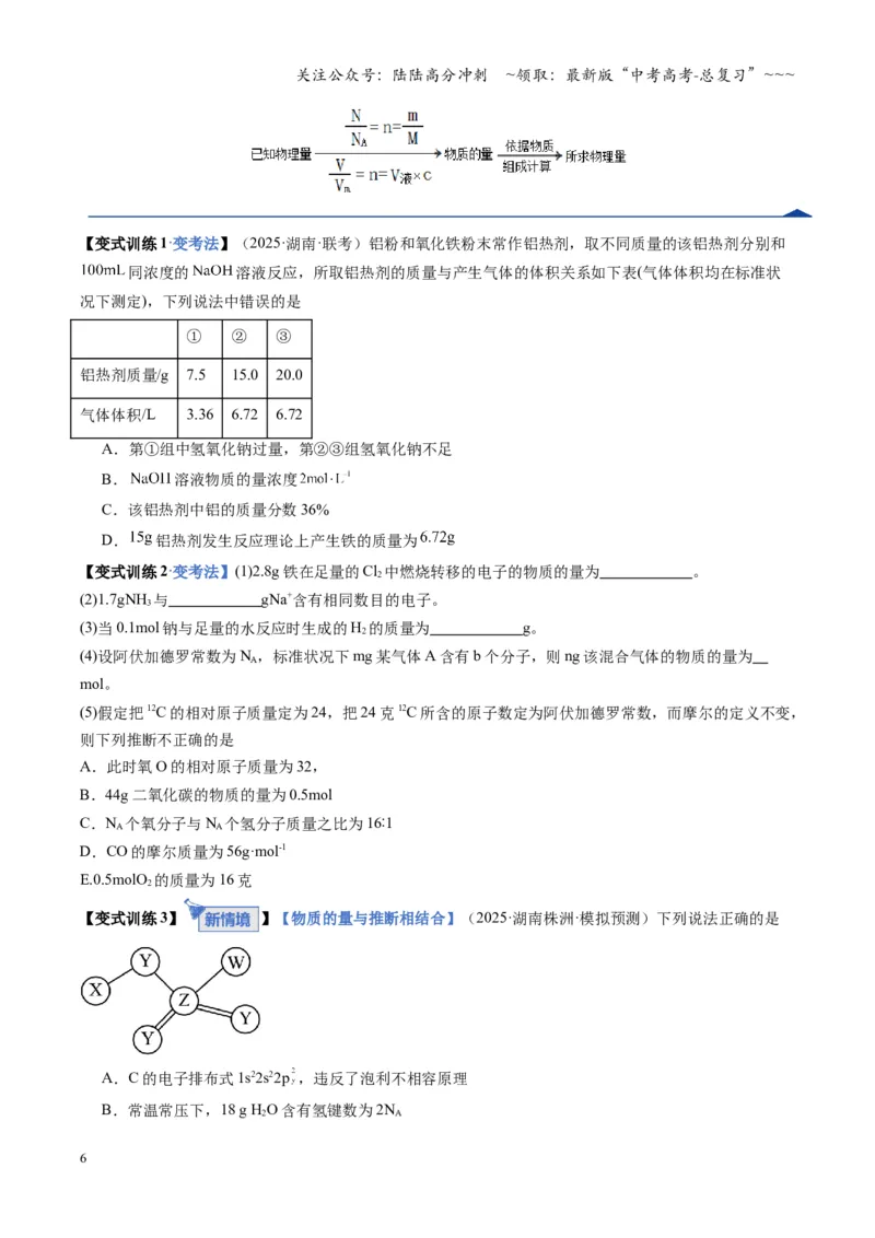 《第01讲物质的量、气体摩尔体积（复习讲义）（湖南专用）（学生版）_05-化学-高考总复习_一轮复习_2026年-化学高考一轮复习_2026年高考化学一轮课件+讲义+练习（湖南专用）-G331》第6页预览