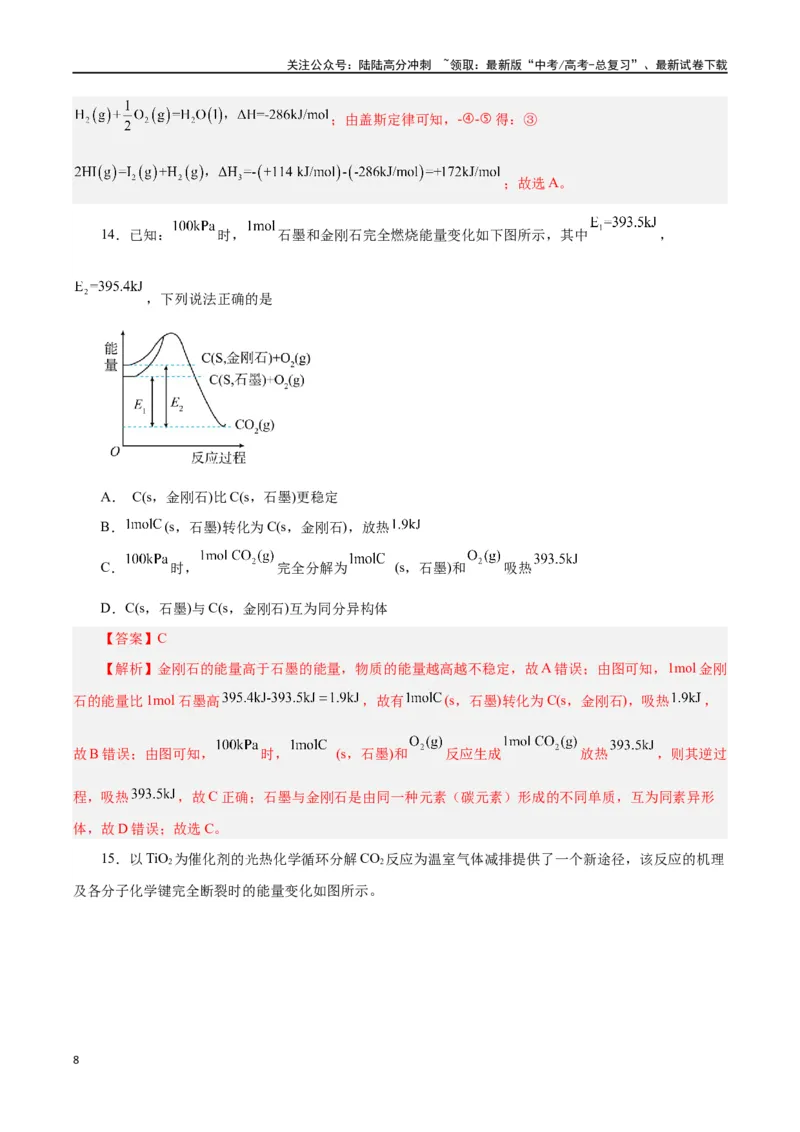 《第15讲化学反应的热效应（练）-（解析版）_05-化学-高考总复习_一轮复习_2024年_2024年高考化学大一轮复习精讲精练+专题讲座_资料》第8页预览