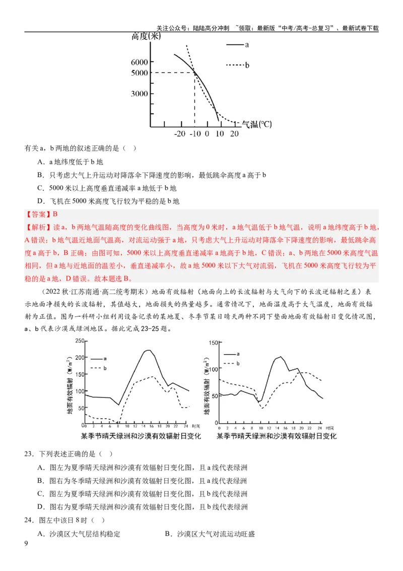 《2024届新高考一轮复习专题三地球上的大气第七讲大气组成、大气垂直分层与大气受热过程（解析版）_07-地理-高考总复习_一轮复习_2024年_2024年高考地理一轮复习考点帮（全国通用）》第9页预览