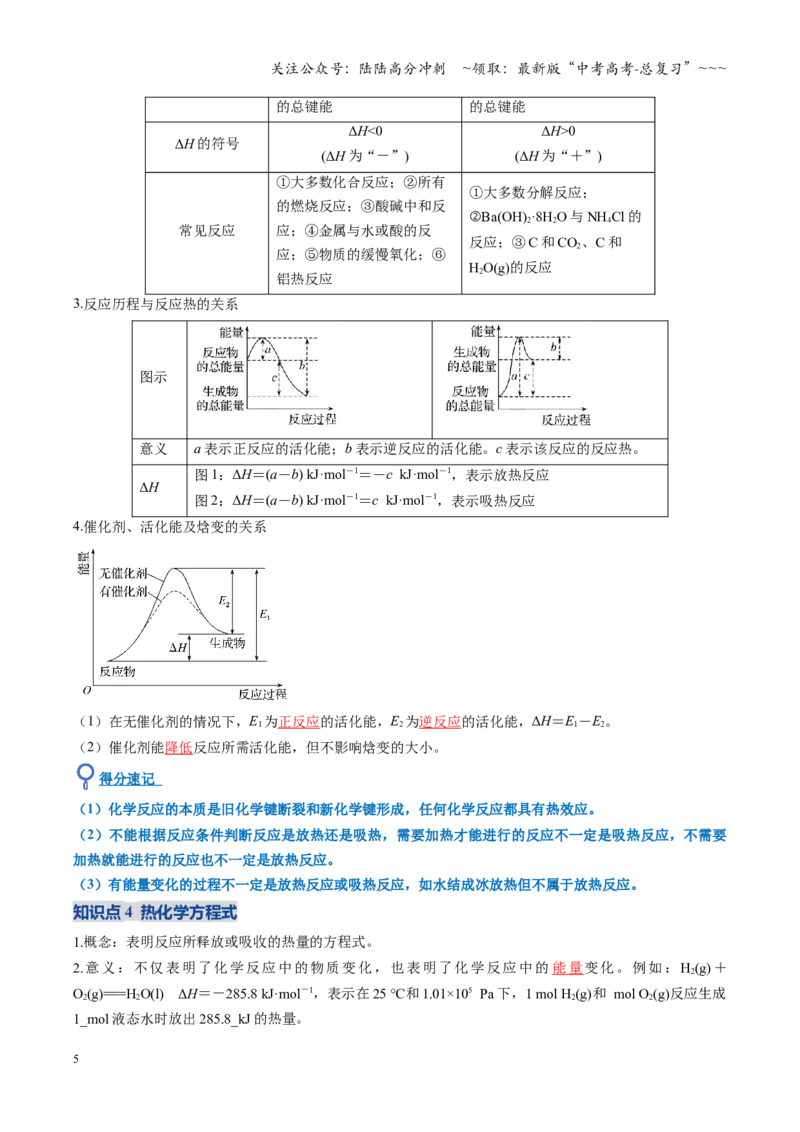 《第01讲化学反应的热效应（复习讲义）（安徽专用）（教师版）_05-化学-高考总复习_一轮复习_2026年-化学高考一轮复习_2026年高考化学一轮课件+讲义+练习（安徽专用）-G326》第5页预览
