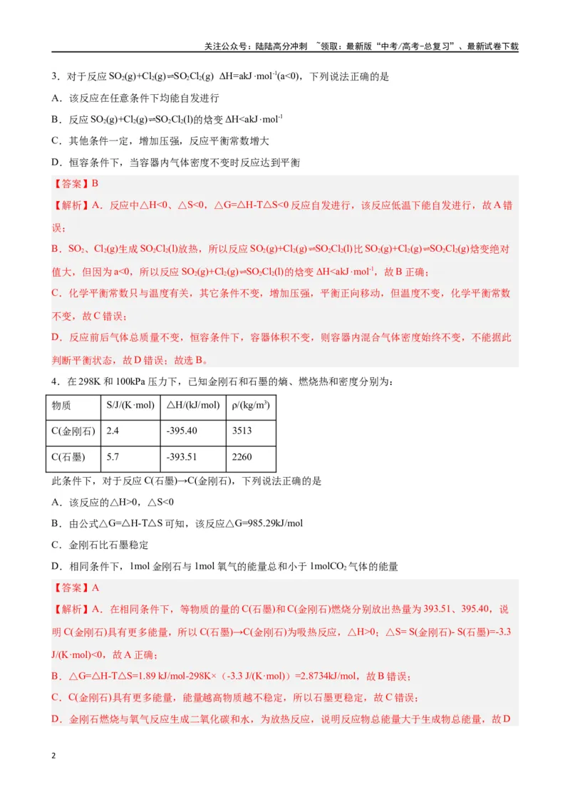 《第20讲化学平衡常数及转化率的计算（练）-（解析版）_05-化学-高考总复习_一轮复习_2024年_2024年高考化学大一轮复习精讲精练+专题讲座_资料》第2页预览