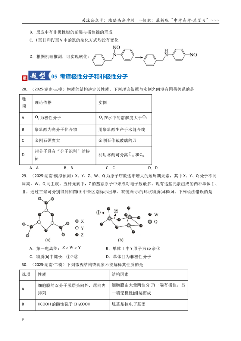 《第03讲分子结构与性质、化学键（专项训练）（湖南专用）（学生版）_05-化学-高考总复习_一轮复习_2026年-化学高考一轮复习_2026年高考化学一轮课件+讲义+练习（湖南专用）-G331》第9页预览