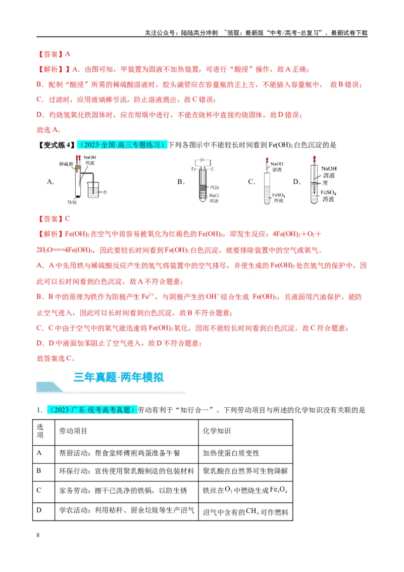 《第10讲铁及其重要化合物（讲义）-（解析版）_05-化学-高考总复习_一轮复习_2024年_2024年高考化学大一轮复习卓越讲义_资料》第8页预览