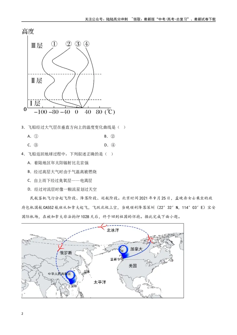 《专题04大气的组成、垂直结构及受热过程（高频选择题50题）-（全国通用）（原卷版）_07-地理-高考总复习_一轮复习_2024年_2024年高考地理一轮题型突破训练（全国通用）_资料_1-资料》第2页预览