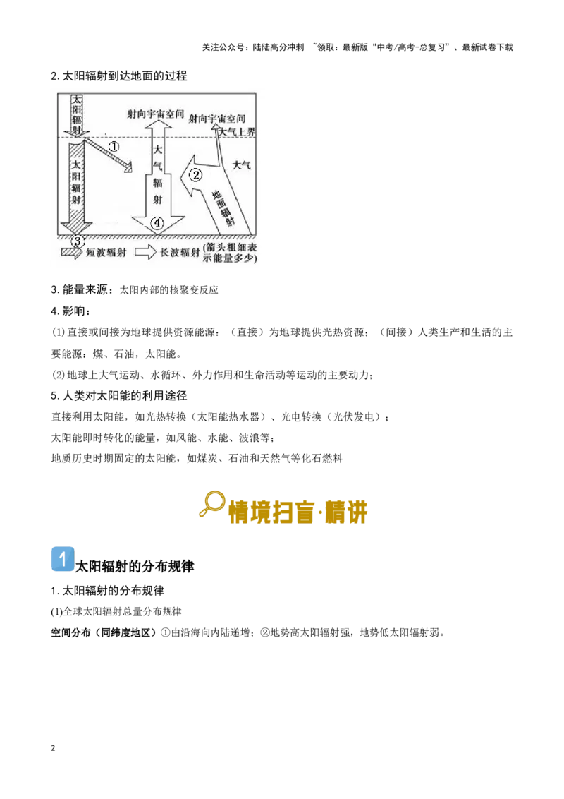 《03太阳辐射与太阳能-地理一轮复习热点情境知识扫盲+考向预测（解析版）_07-地理-高考总复习_一轮复习_2024年_2024高考地理一轮复习讲义热点情境知识梳理_资料》第2页预览