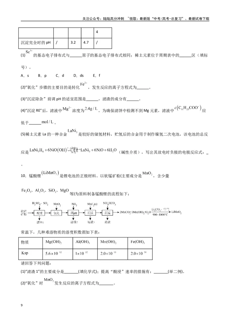 《猜押工艺流程综合题（学生版）_05-化学-高考总复习_专项复习_2025年_2025年高考化学抢押秘籍（陕西、山西、宁夏、青海专用）》第9页预览