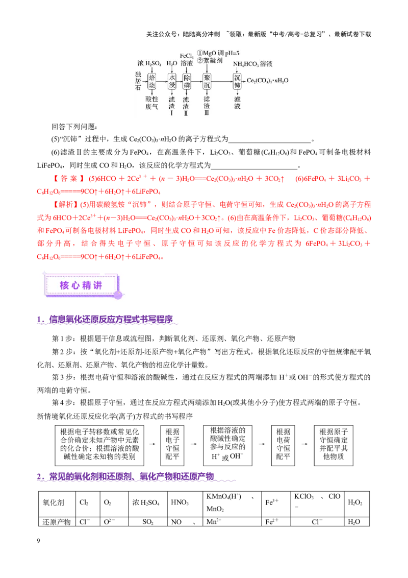 《热点专项信息型方程式的书写（教师版）_05-化学-高考总复习_二轮复习_2025年_2025年高考化学二轮复习课件+讲义+练习（新高考通用）》第9页预览