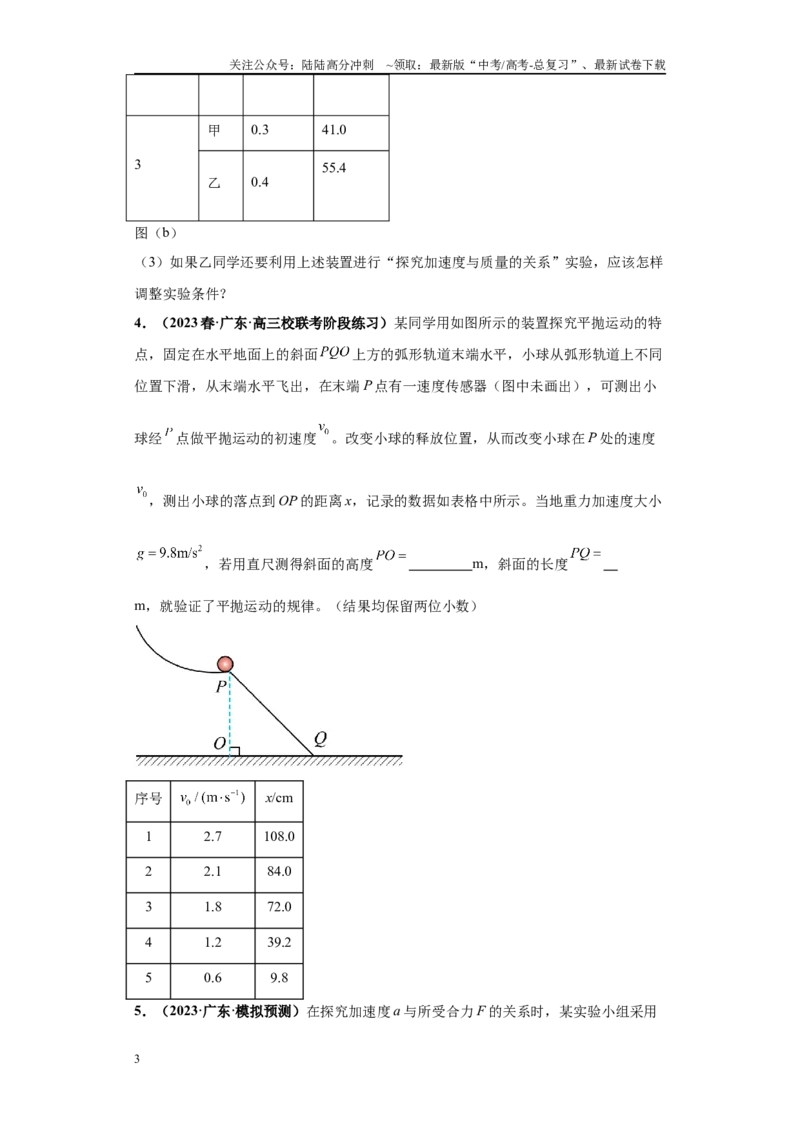 《专题05力学实验大题综合-（新高考广东专用）学生版_04-物理-高考总复习_专项复习_2024年_2024年高考物理冲刺双一流之大题必刷满分冲刺多地区_资料》第3页预览