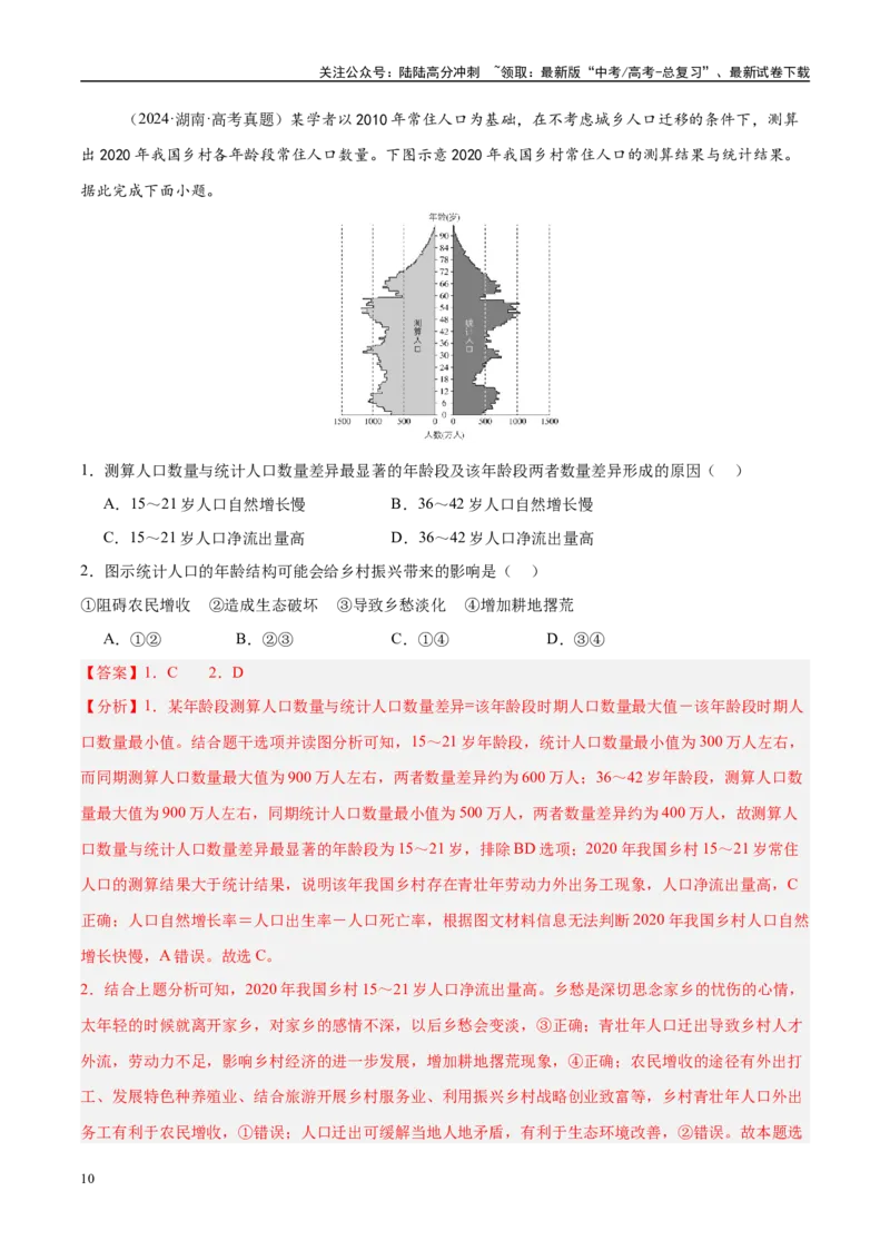《专题07人口与城市易错提分（4大易错点）（教师版）_07-地理-高考总复习_专项复习_2025年_2025年高考地理考试易错题（新高考通用）》第10页预览