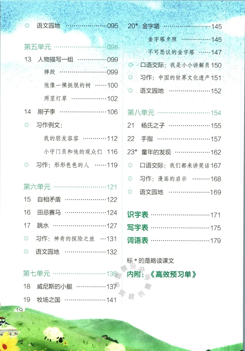 《030.一本五年级下册语文课本预习笔记（有答案）公众号：米妈家长圈_小学1-6年级全科全套_1-6年级全科下册_五年级_其他补充资料_教辅系列_语文资料》第6页预览