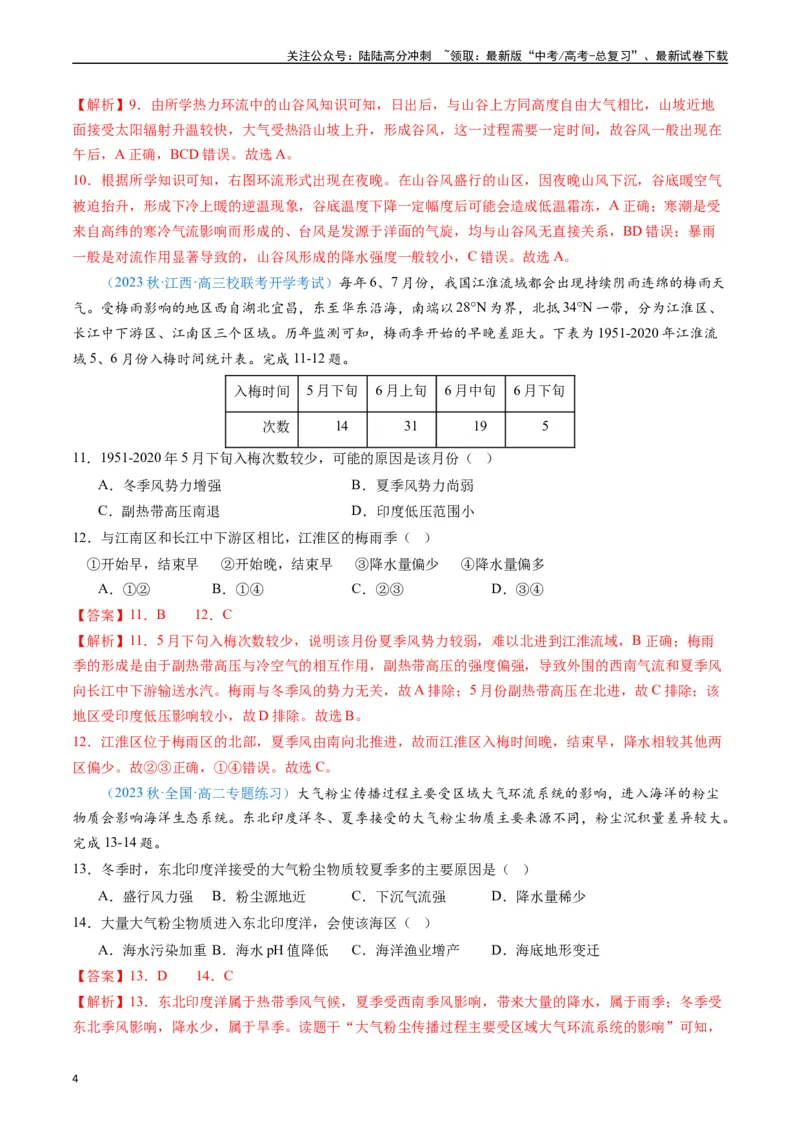 《专练15地球上的大气80题（全国通用）（解析版）_07-地理-高考总复习_专项复习_2024年_2024年高考地理总复习高频考点提分必刷题全国通用_资料》第4页预览