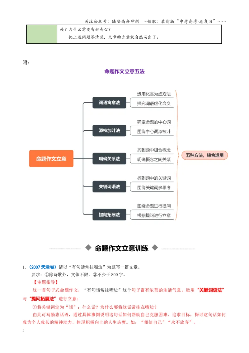《专题03命题作文立意（讲义）（全国通用）（教师版）_一轮复习_2026年-语文一轮复习_2026年高考语文一轮复习议论文写作（全国通用）-G423_资料》第5页预览