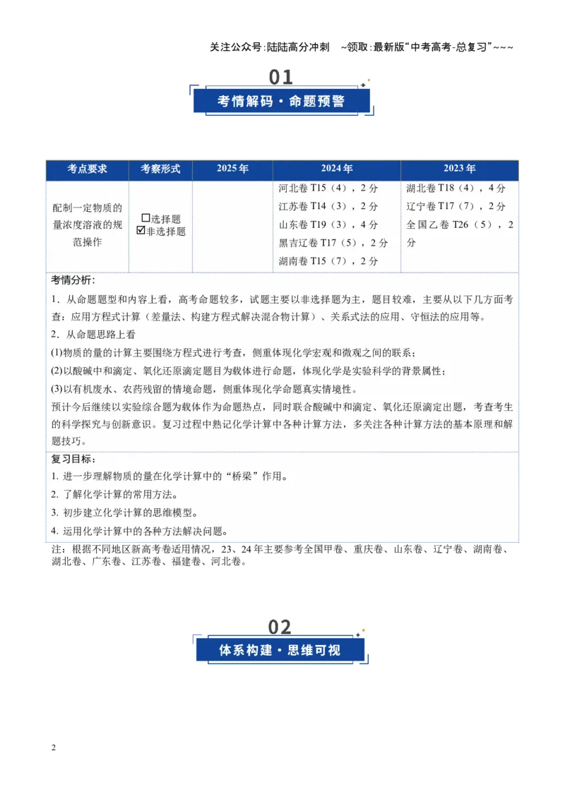 《第03讲物质的量在化学方程式计算中的应用（复习讲义）（教师版）_05-化学-高考总复习_一轮复习_2026年-化学高考一轮复习_2026年高考化学一轮课件+讲义+练习（四川专用）-G335》第2页预览