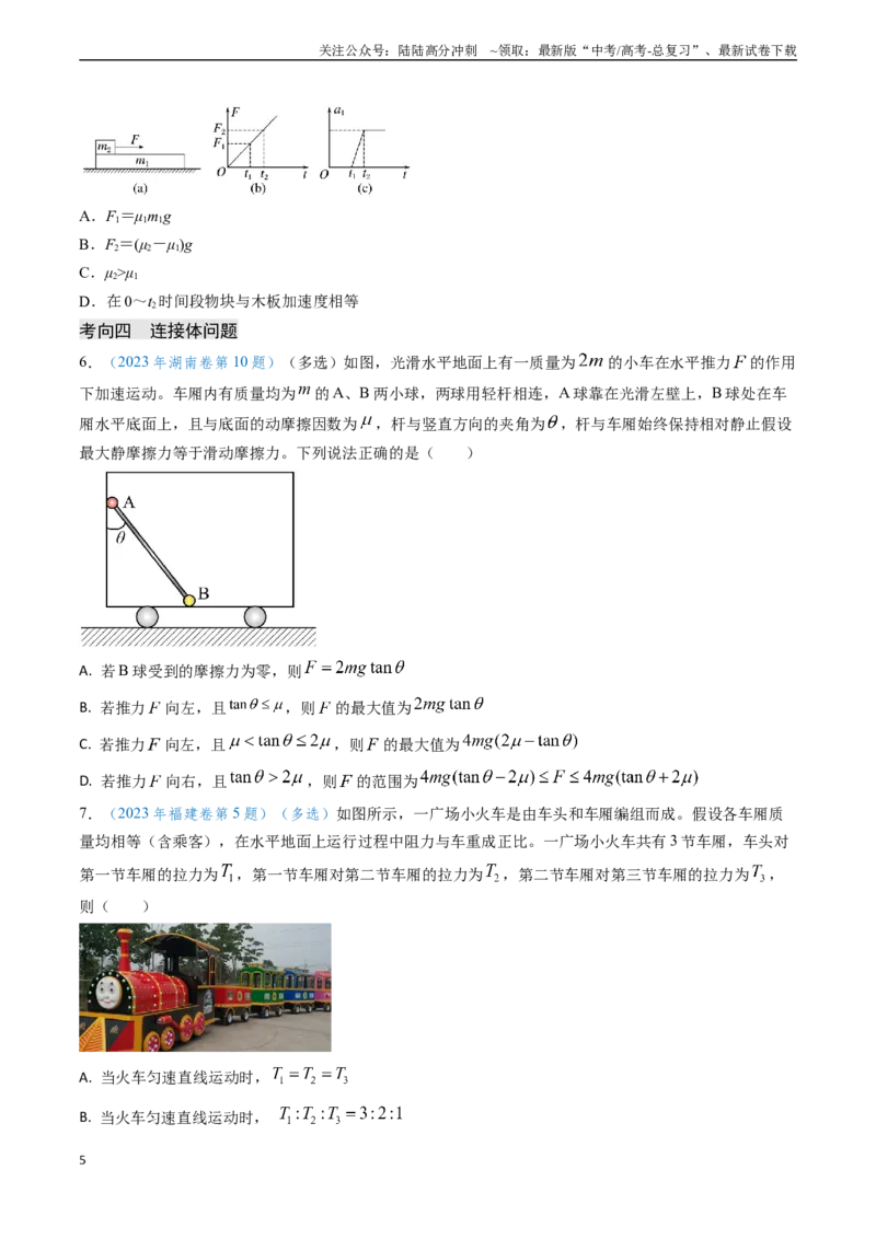 《专题04动力学瞬态、连接体、超失重、图像问题-（学生版）_04-物理-高考总复习_专项复习_2025年_2025年高考物理真题题源解密（新高考通用）》第5页预览