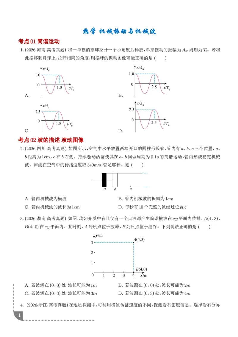 《专题热学机械振动与机械波（1年汇编）（学生版）_小初高学习资料合集（每天更新）_2026年7月高中化学试题汇编_0713化学_热学机械振动与机械波--2027高考化学》第1页预览