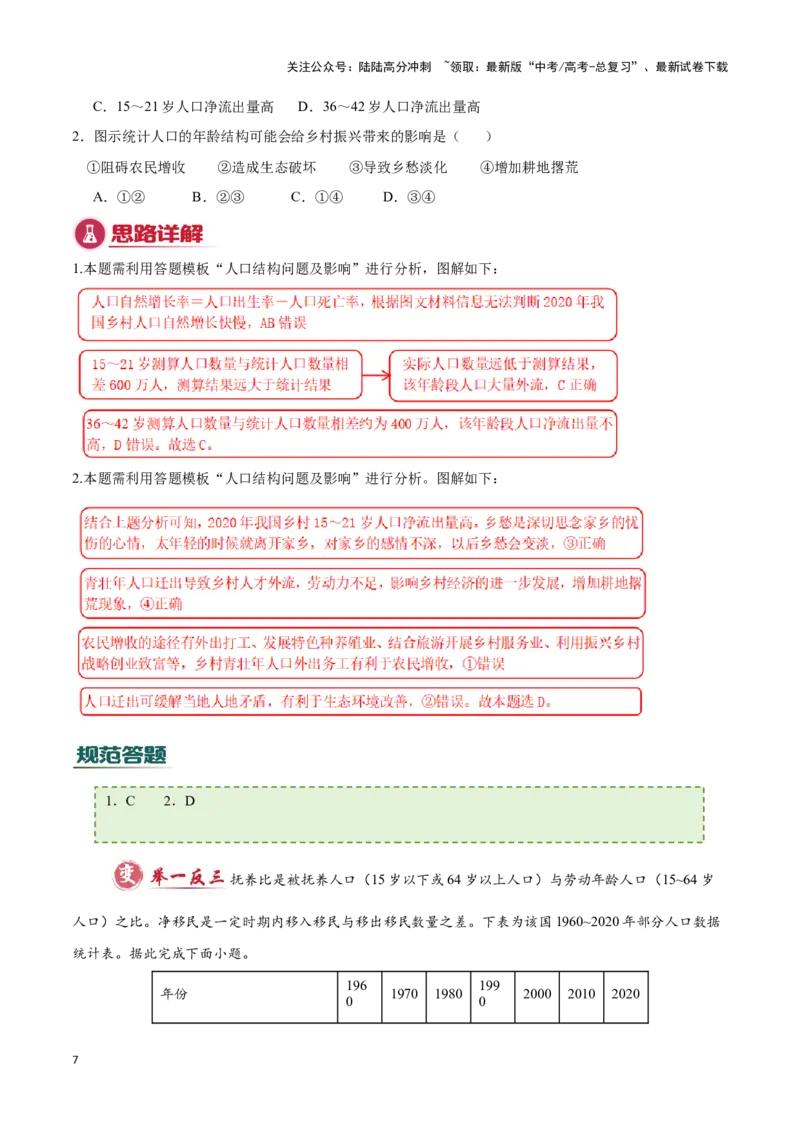 《专题05人口和城市（答题模板）-（原卷版）_07-地理-高考总复习_专项复习_2025年_2025年高考地理答题技巧与答题模板（全国通用）》第7页预览