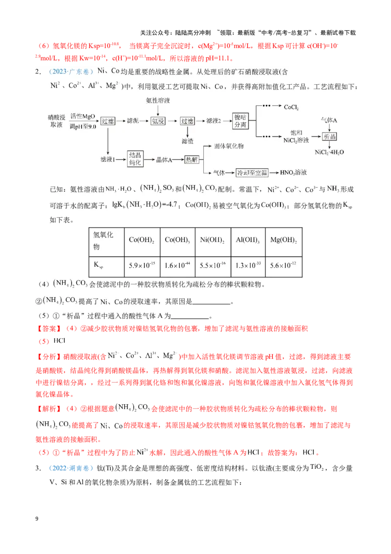 《模板03工艺流程中条件控制与选择、分离和提纯(解析版)_05-化学-高考总复习_专项复习_2025年_2025年高考化学答题技巧与答题模板（全国通用）》第9页预览