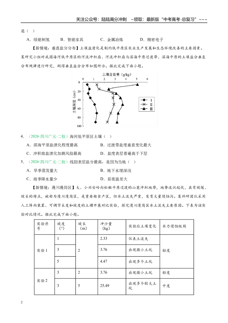 《专题07区域发展战略与国家安全（5大考点）（学生版）_07-地理-高考总复习_专项复习_2026年-地理高考专项复习_2026年高考地理二模试题分类汇编（四川专用）-G282_2026版》第2页预览
