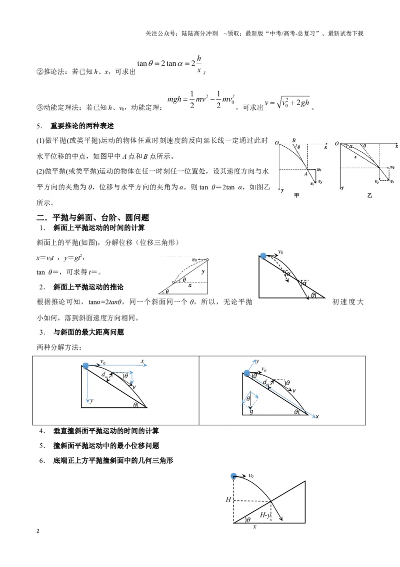 《专题05抛体模型的运动学问题与功能动量（解析版）_04-物理-高考总复习_二轮复习_2024年_2024年高考物理二轮热点模型_资料》第2页预览