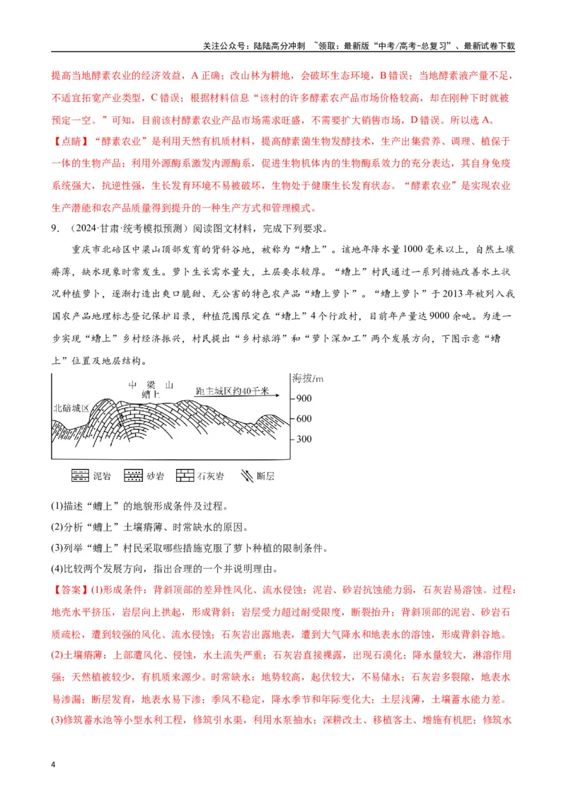 《专题05产业发展-2024年1月“九省联考”地理真题分类汇编（解析版）_07-地理-高考总复习_专项复习_2024年_2024高考地理1月九省联考猜想卷真题汇编完全解读》第4页预览