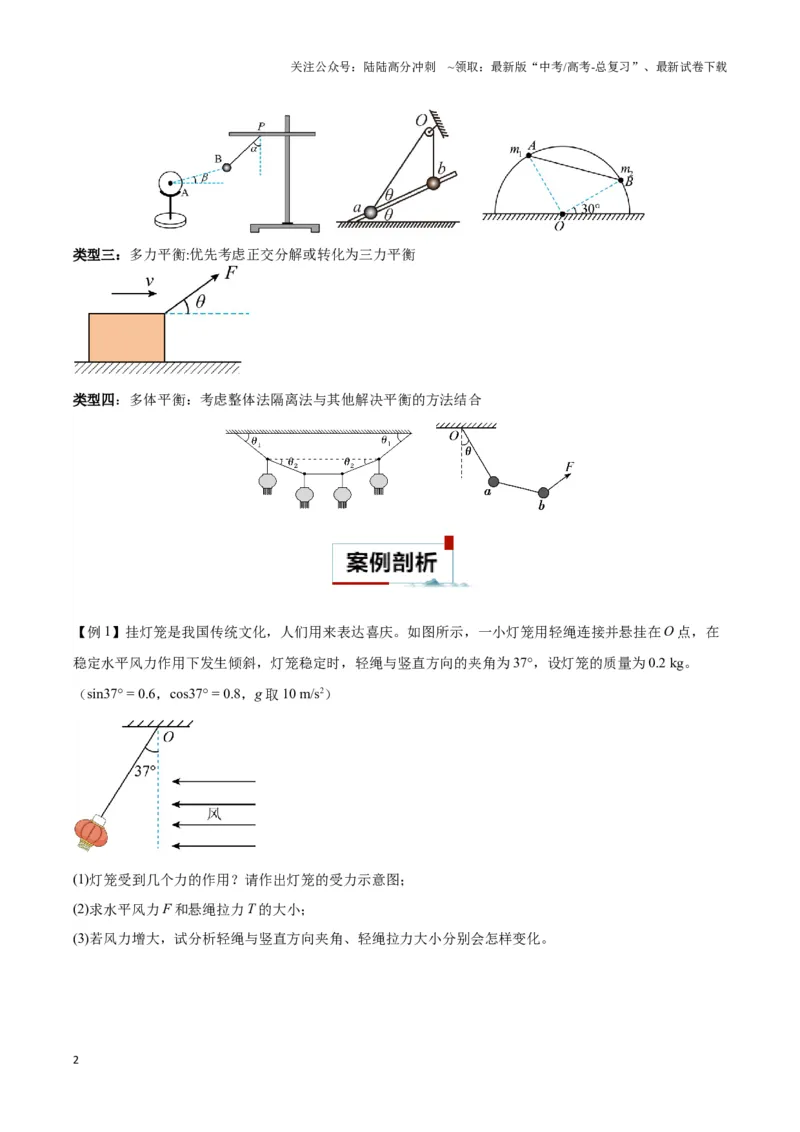 《专题05静态平衡模型（教师版）_04-物理-高考总复习_专项复习_2025年_2025年高中高考物理模型与方法_资料_3高中（全册）_必修第一册》第2页预览