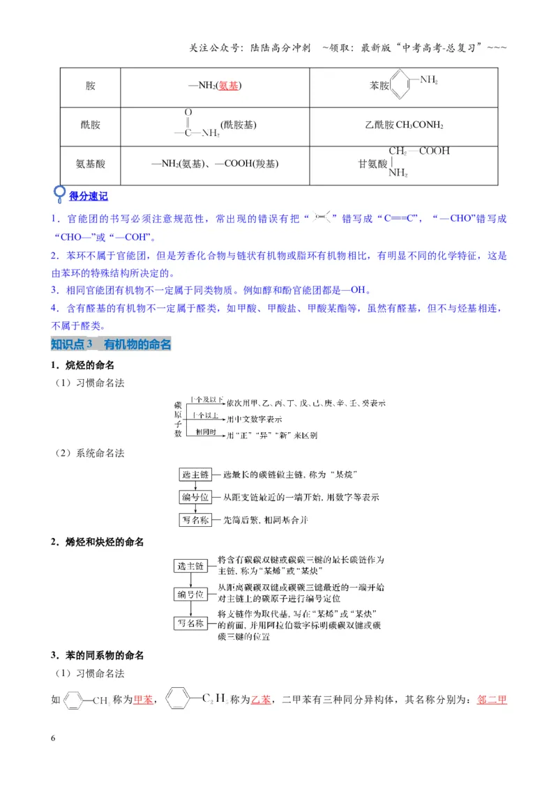 《第01讲有机化合物的结构特点与研究方法（复习讲义）（湖南专用）（教师版）_05-化学-高考总复习_一轮复习_2026年-化学高考一轮复习_2026年高考化学一轮课件+讲义+练习（湖南专用）-G331》第6页预览