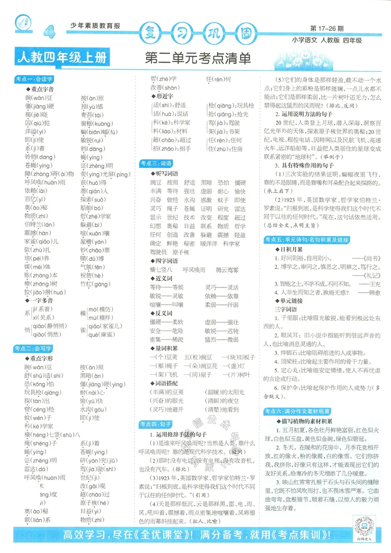 《055.24春语文少年素质教育报寒假巩固与先修四年级（有答案）公众号：米妈家长圈_小学1-6年级全科全套_1-6年级全科下册_四年级_其他补充资料_语文资料》第4页预览