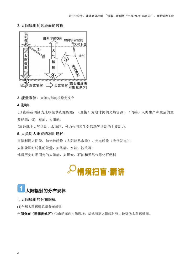 《03太阳辐射与太阳能-地理一轮复习热点情境知识扫盲+考向预测（原卷版）_07-地理-高考总复习_一轮复习_2024年_2024高考地理一轮复习讲义热点情境知识梳理_资料》第2页预览