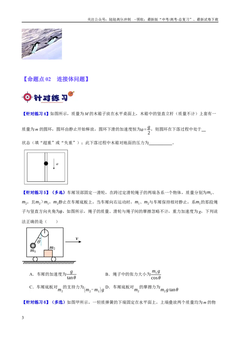 《专题03牛顿运动定律的综合运用（分层练）（原卷版）_04-物理-高考总复习_二轮复习_2024年_2024年高考物理二轮复习高频考点追踪与预测（新高考专用）_分层练》第3页预览