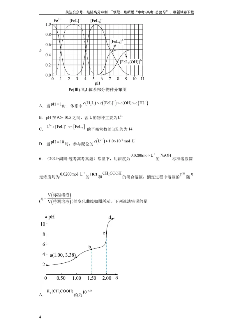 《电解质溶液中微粒关系（原卷版）_05-化学-高考总复习_一轮复习_2024年_2024年高三化学一轮复习高考专项训练知识梳理练习_资料》第4页预览