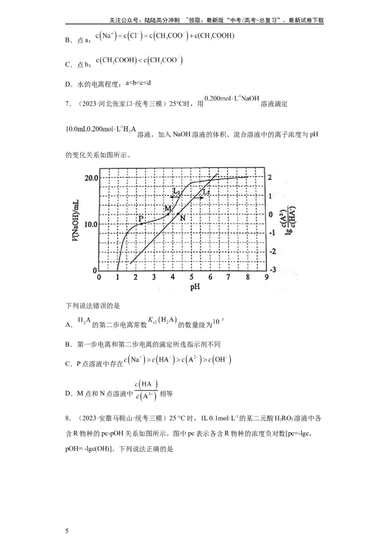 《电解质溶液中微粒关系（原卷版）_05-化学-高考总复习_一轮复习_2024年_2024年高三化学一轮复习高考专项训练知识梳理练习_资料》第5页预览