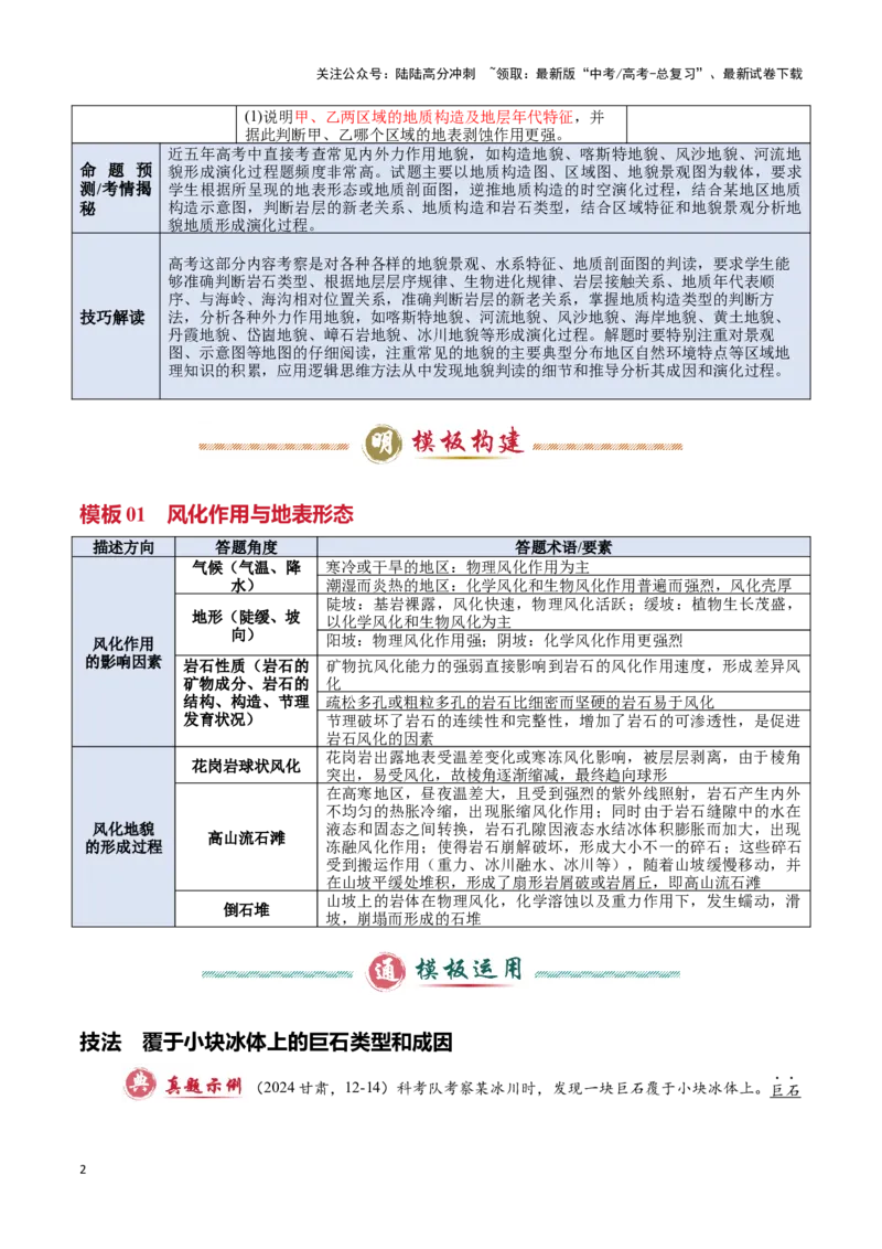《专题03地表形态的变化（答题模板）-（解析版）_07-地理-高考总复习_专项复习_2025年_2025年高考地理答题技巧与答题模板（全国通用）》第2页预览