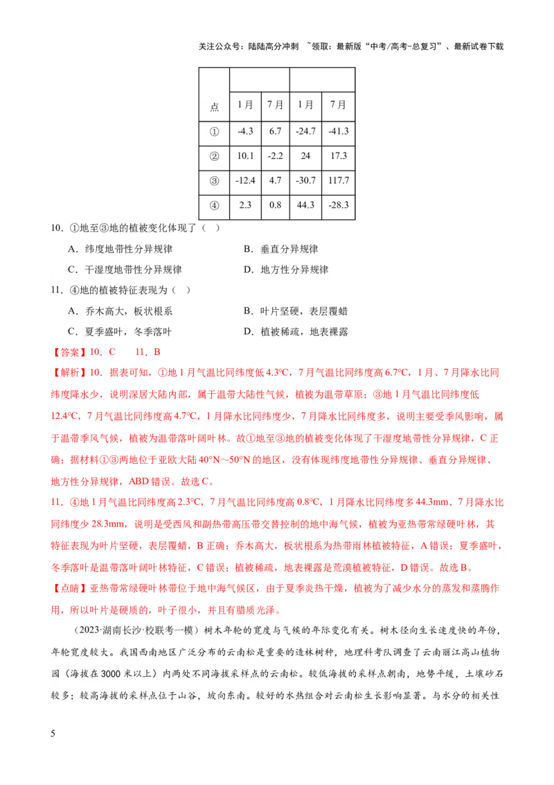 《专题06自然环境的整体性和差异性（测试卷）（解析版）_07-地理-高考总复习_一轮复习_2024年_2024年高考地理一轮复习讲练测（课件+讲义+练习）（新高考）_专题测试》第5页预览