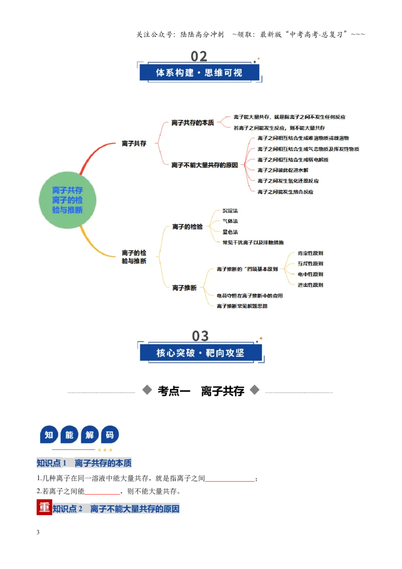 《第03讲离子共存、离子的检验与推断（复习讲义）（黑吉辽蒙专用）（学生版）_05-化学-高考总复习_一轮复习_2026年-化学高考一轮复习》第3页预览