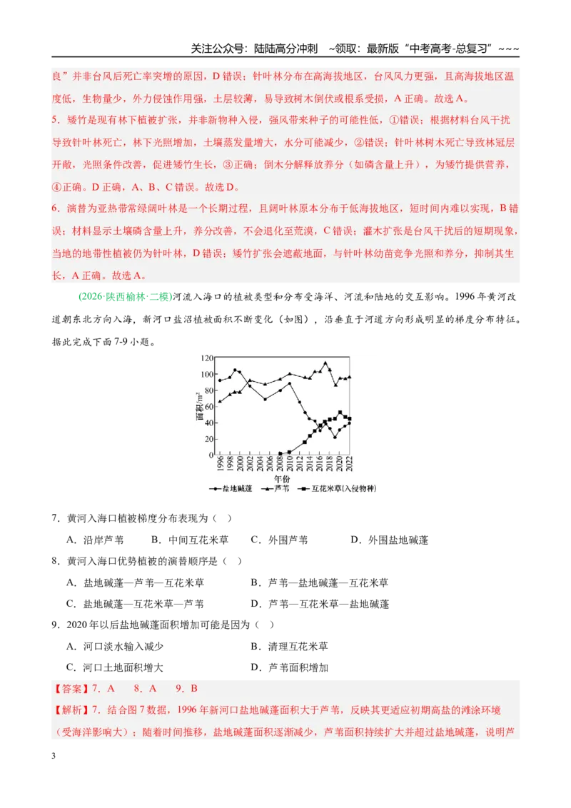 《专题05自然地理环境的整体性与差异性（含植被、土壤）（4大考点）（教师版）_07-地理-高考总复习_专项复习_2026年-地理高考专项复习_2026年高考地理二模试题分类汇编（新高考专用）-G288》第3页预览
