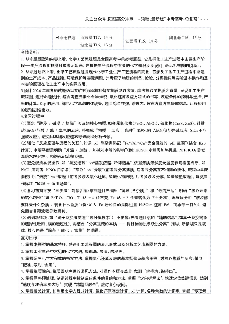 《第05讲工业流程题解题策略（复习讲义）（全国通用）（教师版）_05-化学-高考总复习_一轮复习_2026年-化学高考一轮复习_2026年高考化学一轮复习讲义+练习+课件（新教材新高考）-G55_2026版》第2页预览