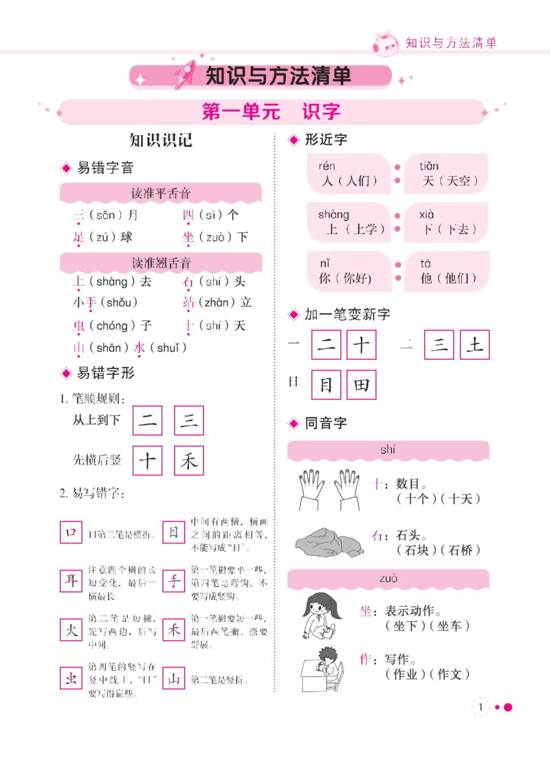 《一(上)1-8单元语文专项复习训练_小学1-6年级全科全套_1-6年级全科上册_一年级_语文_语文一上单元考点归纳》第2页预览