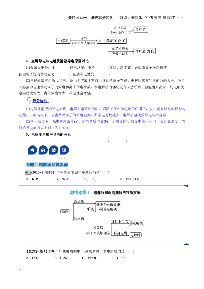 《第02讲离子反应、离子方程式（复习讲义）（全国通用）（学生版）_05-化学-高考总复习_一轮复习_2026年-化学高考一轮复习_2026年高考化学一轮复习讲义+练习+课件（新教材新高考）-G55》第6页预览
