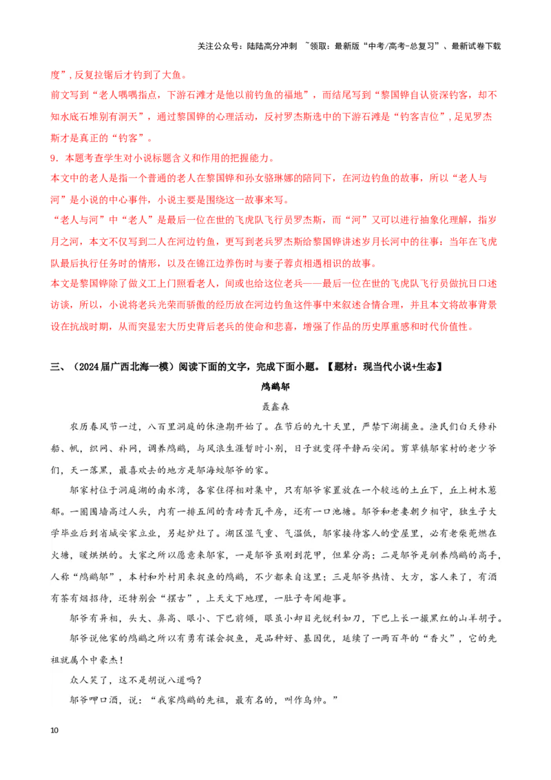 《专题02文学类文本阅读（解析版）_专项复习_2025年_2024年高考一模试题分类汇编语文新高考九省专用》第10页预览