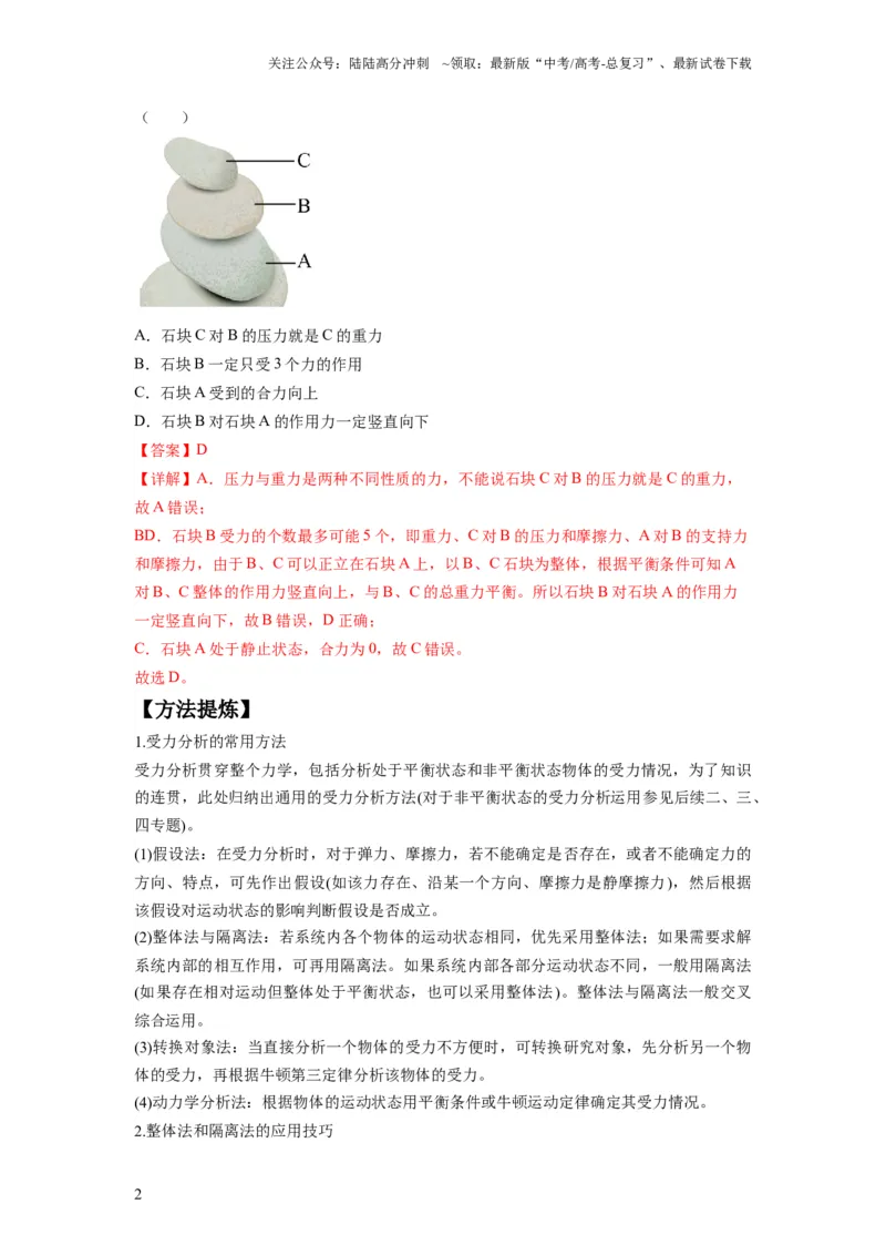 《专题01力与物体的平衡（解析版）_04-物理-高考总复习_二轮复习_2024年_2024高考物理二轮复习热点题型归纳与变式演练解题_资料》第2页预览