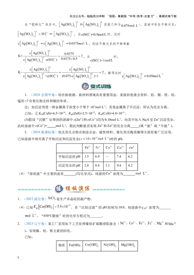 《模板01四大平衡常数的综合应用(原卷版)_05-化学-高考总复习_专项复习_2025年_2025年高考化学答题技巧与答题模板（全国通用）》第5页预览
